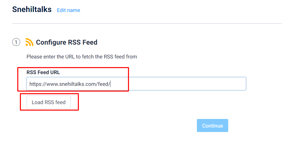 rss url feed submission in sendinblue